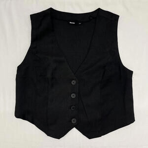 Bluenotes black cropped basic waistcoat vest size M - L